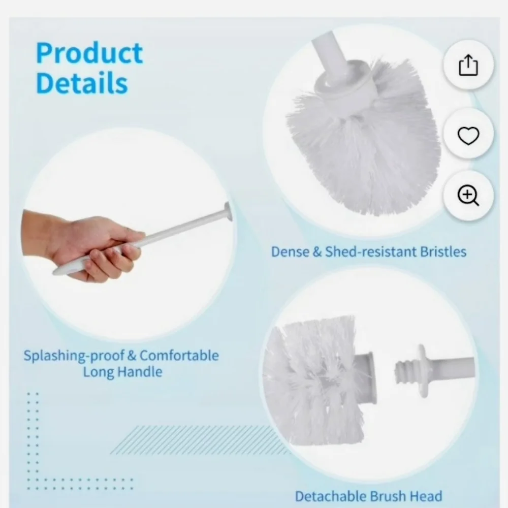 Set of Three - White Space-Saving Cleaning Brush with Hanging Hole